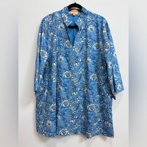 Solelia Floral Blue Kaftan Dress size M